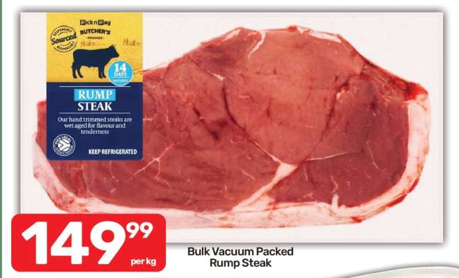 Bulk Vacuum Packed Rump Steak