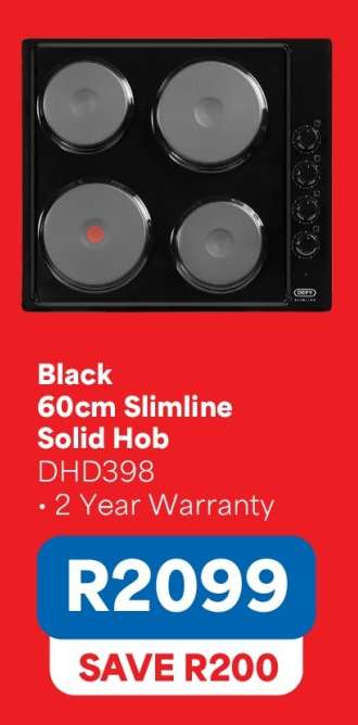Black 60cm Slimline Solid Hob