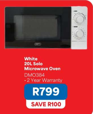 White 20L Solo Microwave Oven