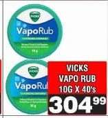 VICKS VAPO RUB 10G X 40's