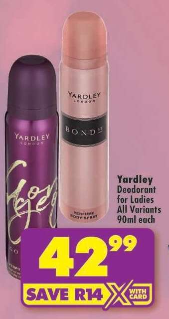 Yardley Deodorant for Ladies
