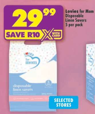 Lovies for Mom Disposable Linen Savers 5 per pack