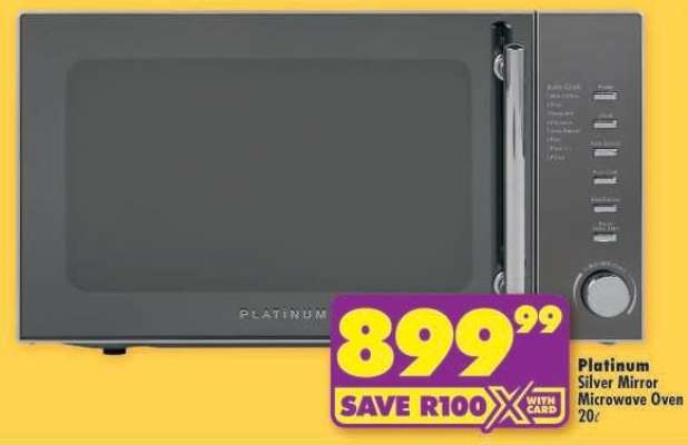 PLATINUM Silver Mirror Microwave Oven 20L