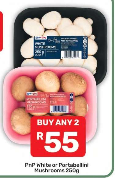 PnP White or Portabellini Mushrooms 250g