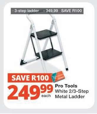 Pro Tools White 2/3-Step Metal Ladder