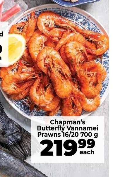 Chapman's Butterfly Vannamei Prawns 16/20 700 g