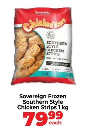 Sovereign Frozen Southern Style Chicken Strips 1 kg