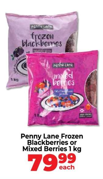 Penny Lane Frozen Blackberries or Mixed Berries 1 kg