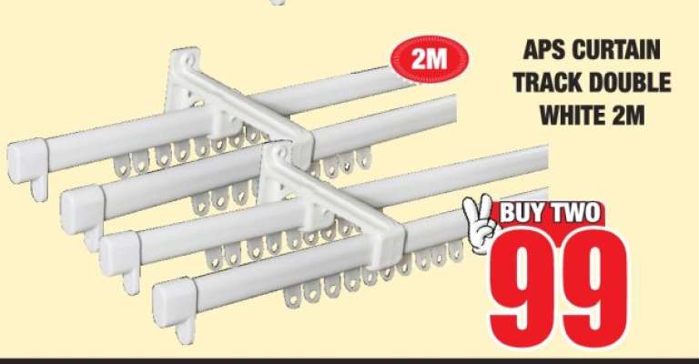 APS CURTAIN TRACK DOUBLE WHITE 2M