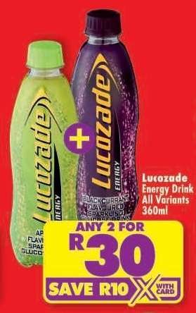 LUCOZADE ENERGY DRINK all variants 360ml