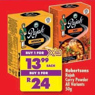 Robertsons Rajah Curry Powder All Variants 50g