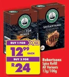 Robertsons Spice Refill All Variants 12g/100g