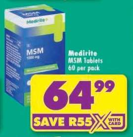 Medirite MSM Tablets 60 per pack