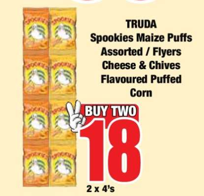 TRUDA Spookies Maize Puffs Assorted / Flyers Cheese & Chives Flavoured Puffed Corn