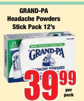 GRAND-PA Headache Powders Stick Pack 12's