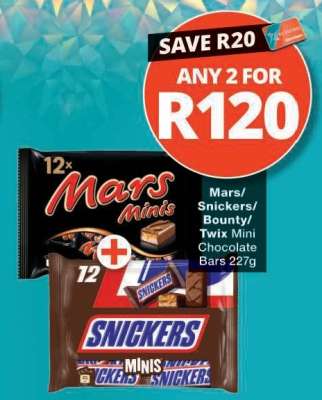 Mars/Snickers/Bounty/Twix Mini Chocolate Bars 227g