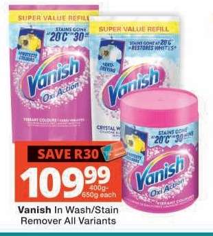Vanish In Wash/Stain Remover All Variants