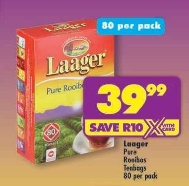 LAAGER PURE ROOIBOS TEABAGS 80 per pack