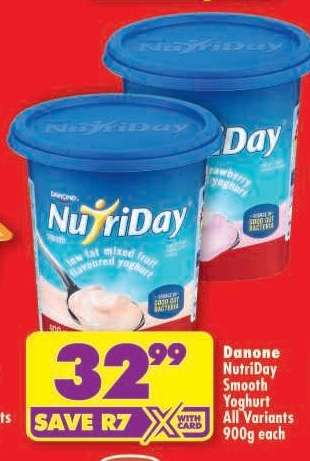 Danone NutriDay Smooth Yoghurt All Variants 900g each