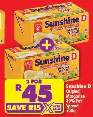 Sunshine D Original Margarine 80% Fat Spread 500g