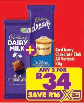 CADBURY CHOCOLATE SLAB all variants 80g