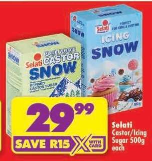 SELATI CASTOR/ICING SUGAR 500g each
