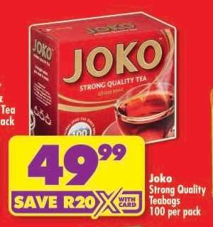 JOKO STRONG QUALITY TEABAGS 100 per pack