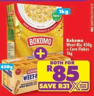 Bokomo Weet-Bix 450g + Corn Flakes 1kg