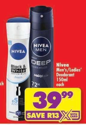 Nivea Men's/Ladies' Deodorant 150ml