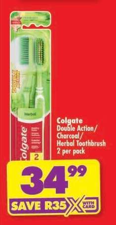 Colgate Double Action/Charcoal/Herbal Toothbrush 2 per pack