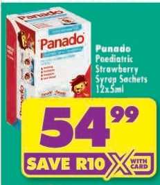 Panado Paediatric Strawberry Syrup Sachets 12x5ml