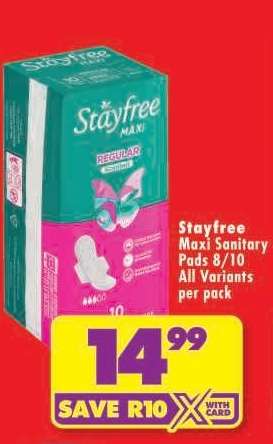 STAYFREE MAXI SANITARY PADS 8/10