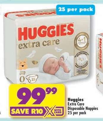 Huggies Extra Care Disposable Nappies 25 per pack