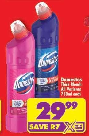 DOMESTOS THICK BLEACH all variants 750ml each