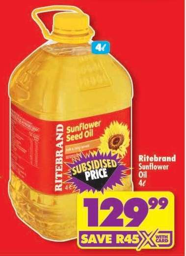 RITEBRAND SUNFLOWER OIL 4ℓ