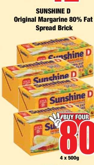 SUNSHINE D Original Margarine 80% Fat Spread Brick