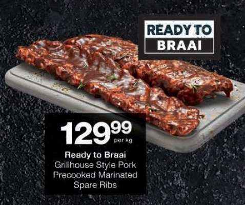 Ready to Braai Grillhouse Style Pork Precooked Marinated Spare Ribs