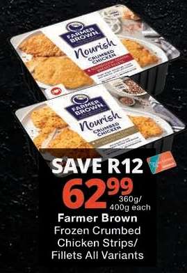 Farmer Brown Frozen Crumbed Chicken Strips/Fillets All Variants