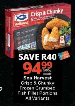 Sea Harvest Crisp & Chunky Frozen Crumbed Fish Fillet Portions