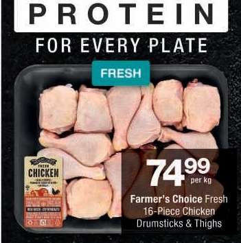 Farmer's Choice Fresh 16-Piece Chicken Drumsticks & Thighs