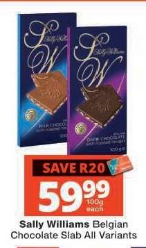 Sally Williams Belgian Chocolate Slab All Variants