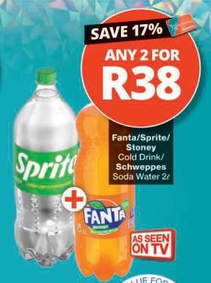 Fanta/Sprite/Stoney Cold Drink/Schweppes Soda Water 2L