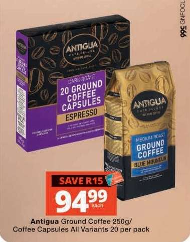 Antigua Ground Coffee 250g/Coffee Capsules All Variants 20 per pack