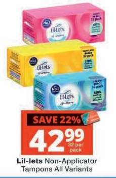Lil-lets Non-Applicator Tampons All Variants