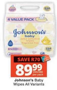 JOHNSON'S Baby Wipes (All variants)