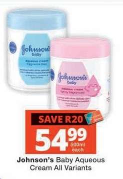 Johnson's Baby Aqueous Cream All Variants