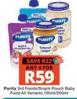 Purity 3rd Foods/Snack Pouch Baby Food