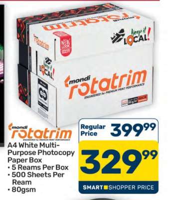 Mondi Rotatrim A4 White Multi-Purpose Photocopy Paper Box