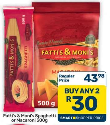 Fatti's & Moni's Spaghetti or Macaroni 500g