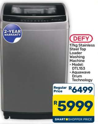 Defy 17kg Stainless Steel Top Loader Washing Machine